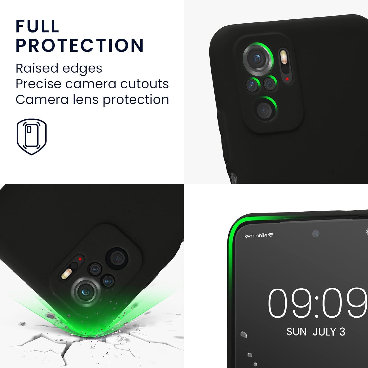 kwmobile Funda compatible con Xiaomi Poco M5s – Funda protectora delgada para teléfono TPU – Acabado mate suave – Negro mate