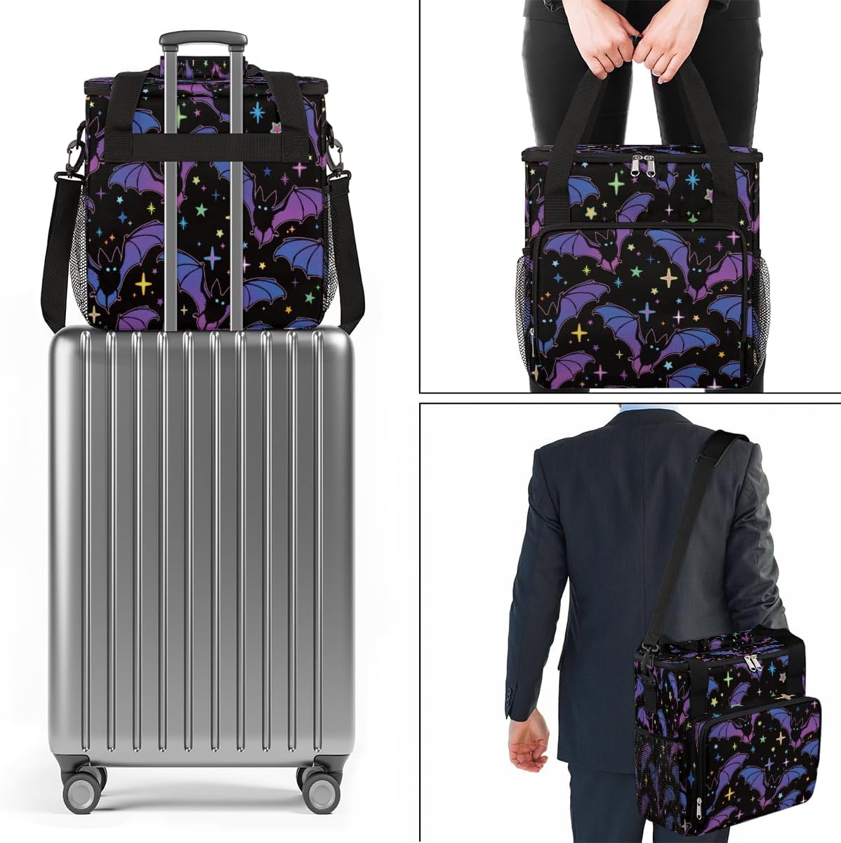 FengQuGou Bolsa de café de murciélago morada para Halloween, bolsa de almacenamiento de viaje con estrella de Halloween, compatible con Keurig
