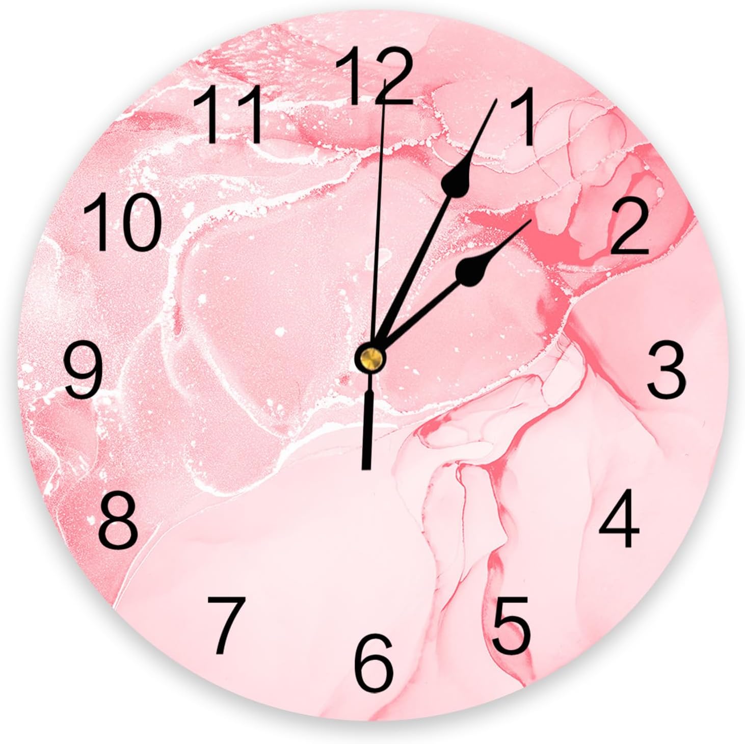 Reloj de pared de 10 pulgadas, silencioso, sin tictac, con textura de mármol rosa abstracto, reloj decorativo redondo para sala de estar,
