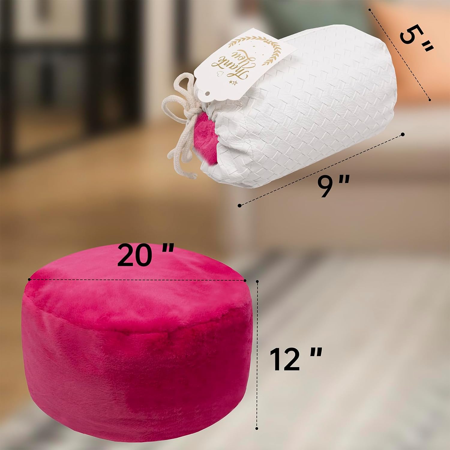 GLAXYFUR Funda de puf sin relleno, taburete de piel sintética, solución de almacenamiento de 20 x 12 pulgadas, puf (sin relleno), reposapiés para