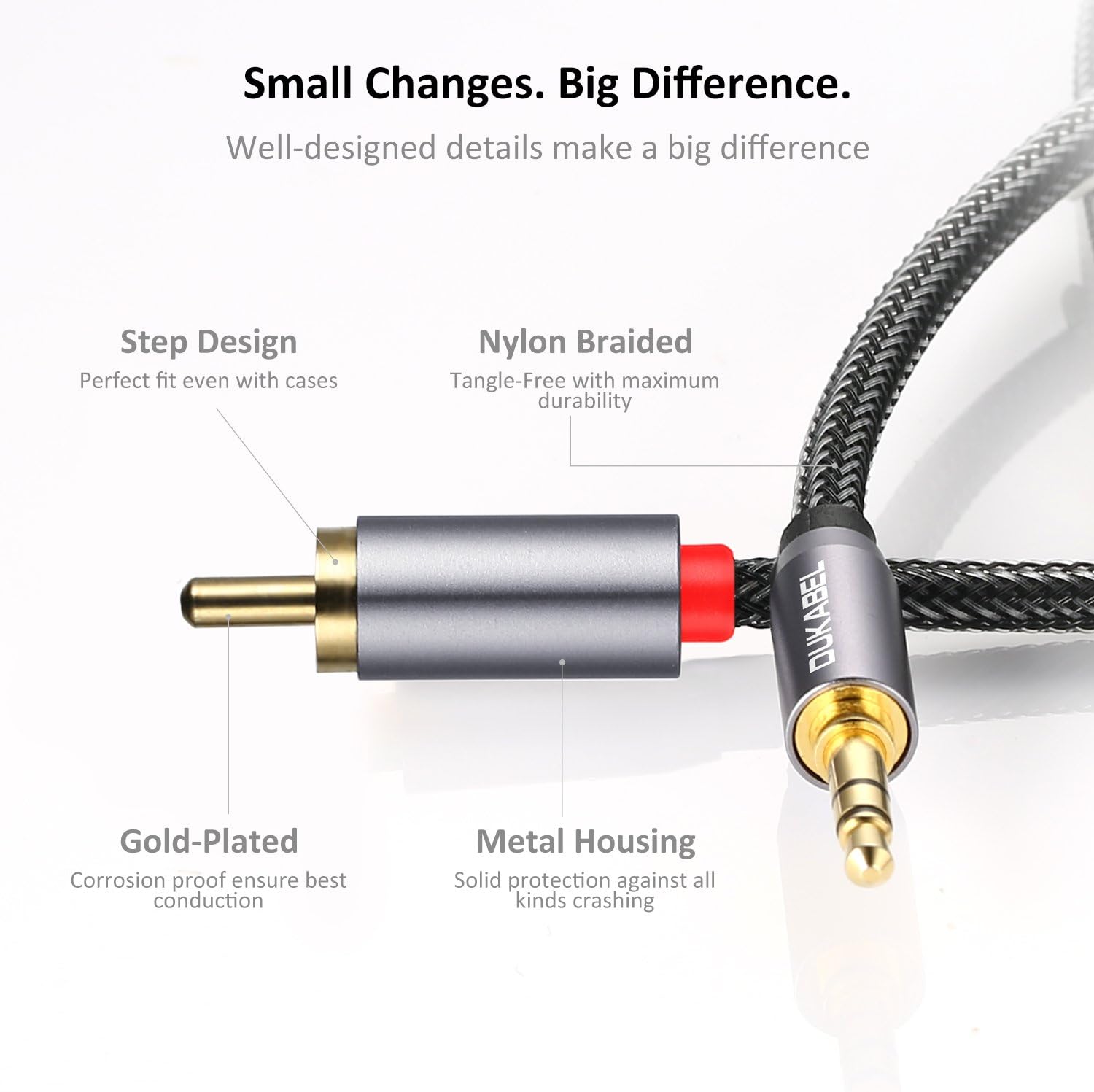 DUKABEL Adaptador estéreo hembra de 0.138 in a 2 RCA, conector de audio estéreo de 0.138 in a 2 conectores RCA macho a auriculares 3.5 Y cable