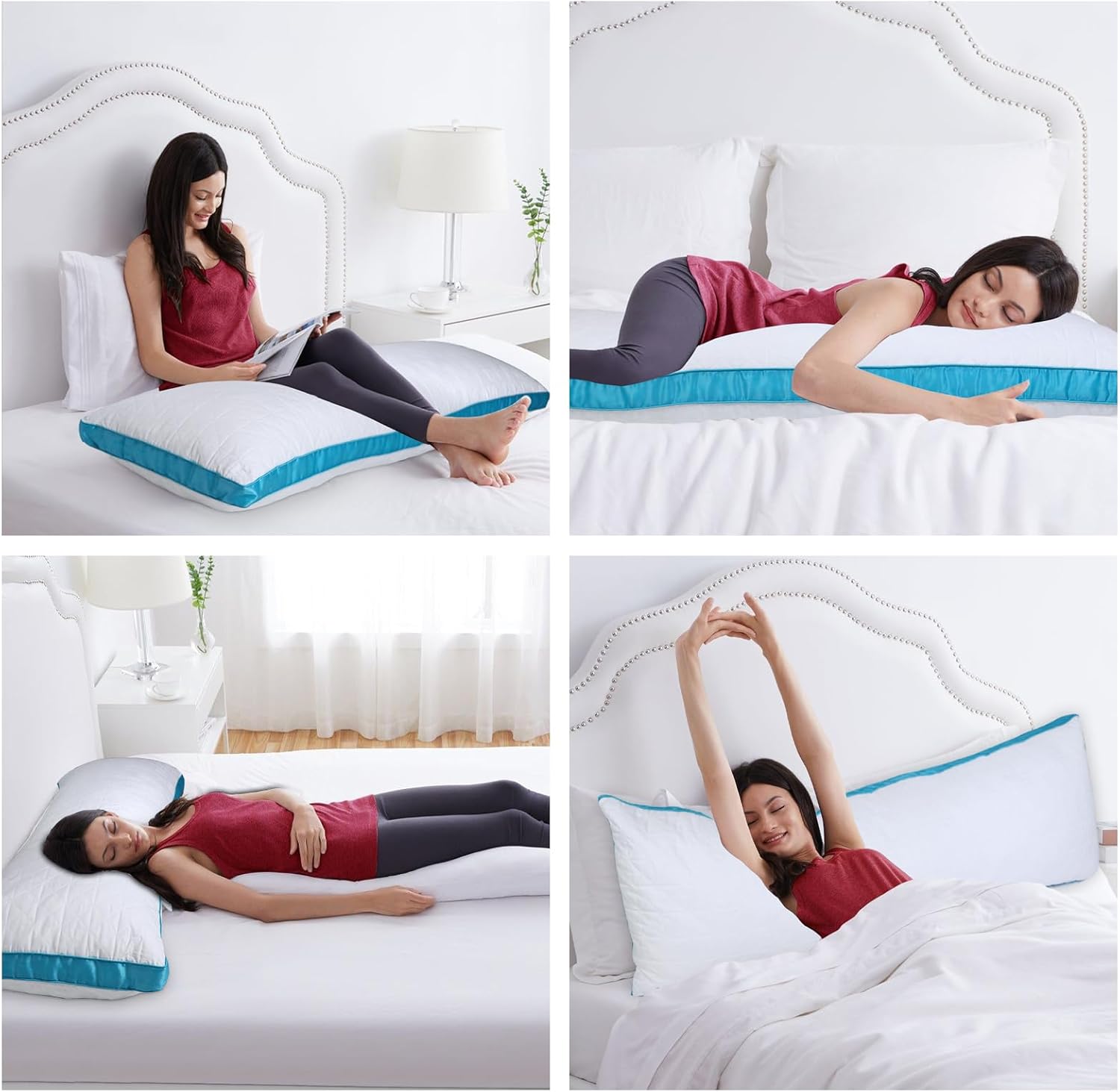 Wamsound Almohada corporal de espuma viscoelástica, almohadas corporales firmes para adultos, almohada larga para cama de dormir, almohada de cuerpo