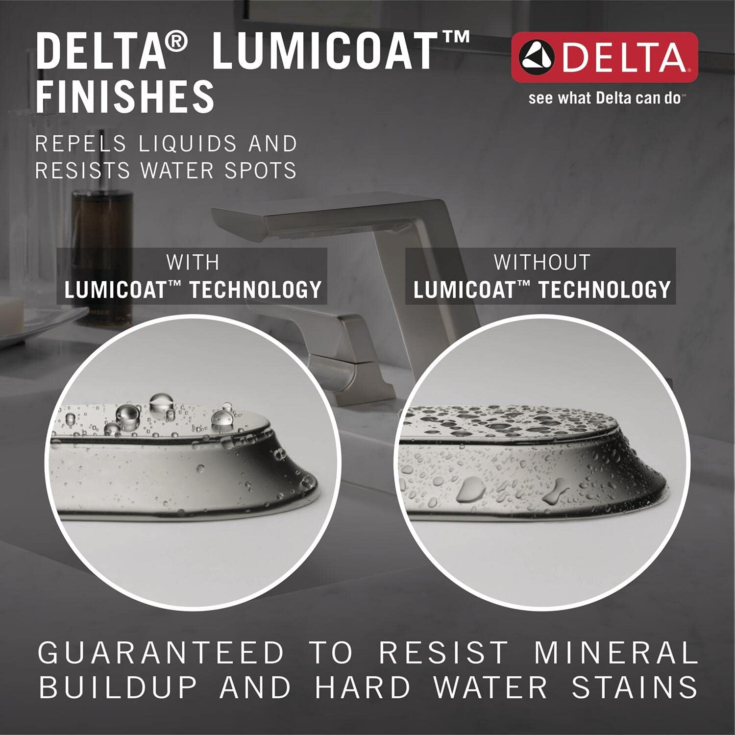 Delta Faucet Stryke Lumicoat – Grifo de baño extraíble, grifo de baño de níquel cepillado de un solo orificio con rociador extraíble, grifo de