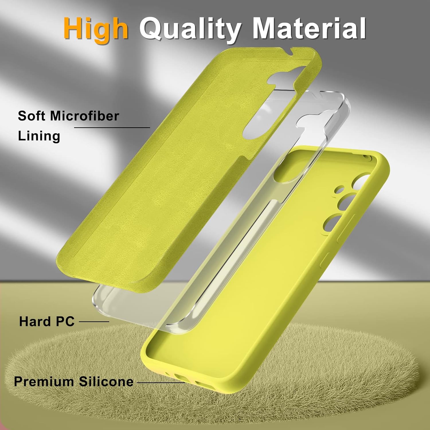 YENAPOON Funda para Samsung Galaxy A54 5G y 2 protectores de pantalla de vidrio templado, funda protectora delgada de silicona líquida a prueba de