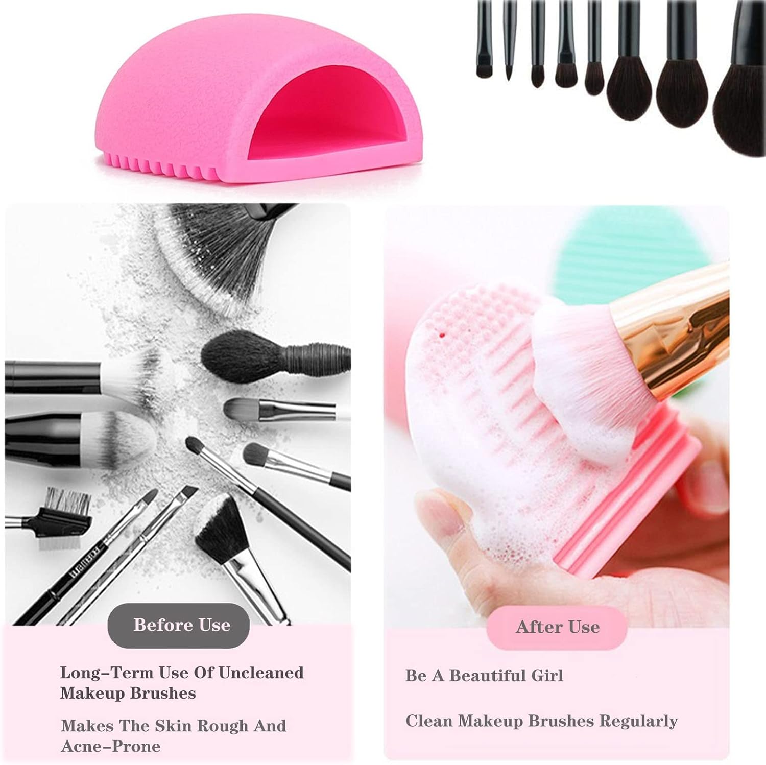 Soporte para brochas de maquillaje, organizador de brochas de maquillaje de viaje de silicona en forma de rosa, fundas de almacenamiento, tapa