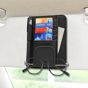 Organizador pequeño para visera solar para automóvil, bolsillo de almacenamiento interior de cuero, accesorios para guardar lentes de sol, llaves, Organizador pequeño para visera solar para automóvil, bolsillo de almacenamiento interior de cuero, accesorios para guardar lentes de sol, llaves,