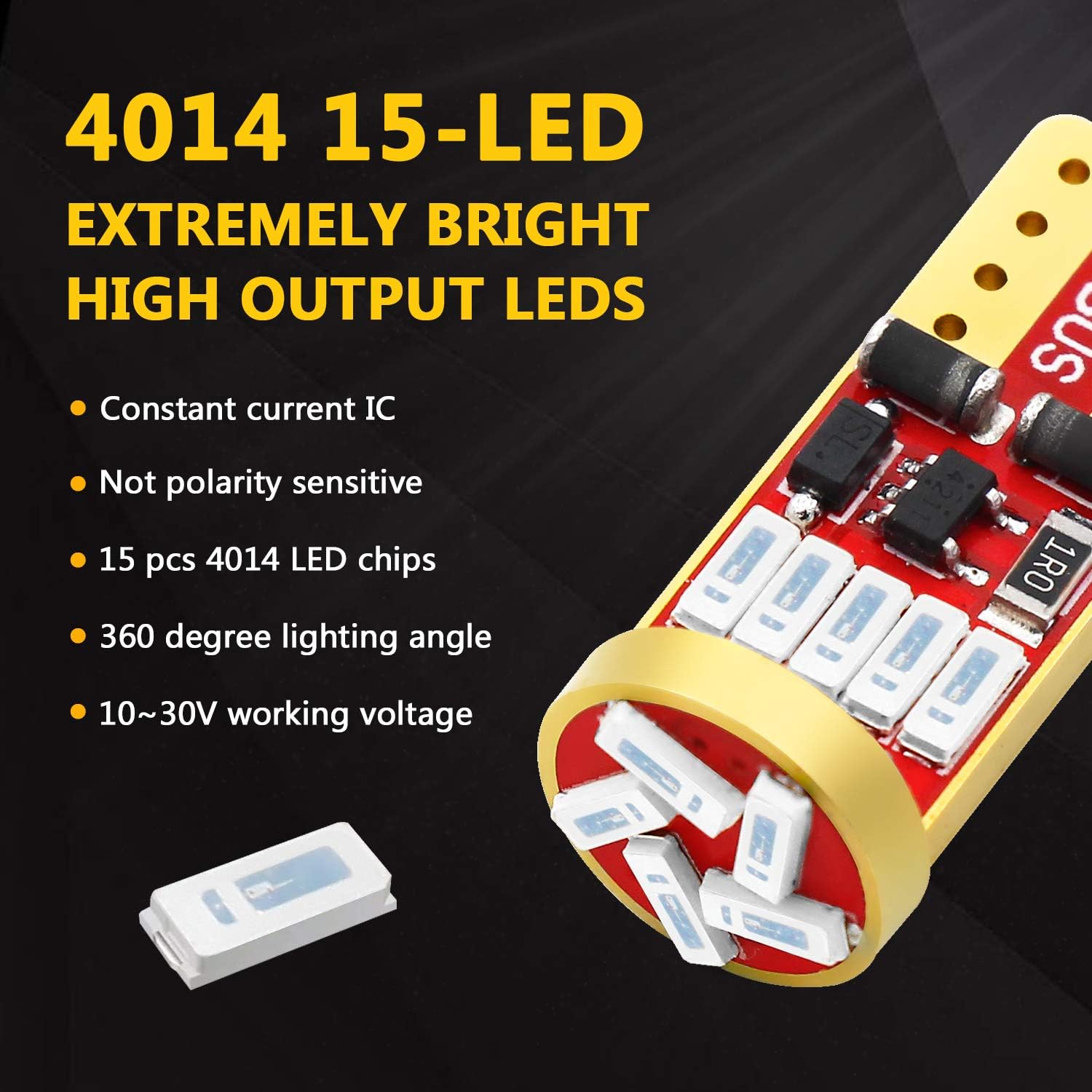 PHINLION Bombilla LED azul 194 súper brillante 168 175 2825 T10 cuña 15-SMD 4014 chipsets LED bombillas de repuesto para cúpula de coche, mapa,