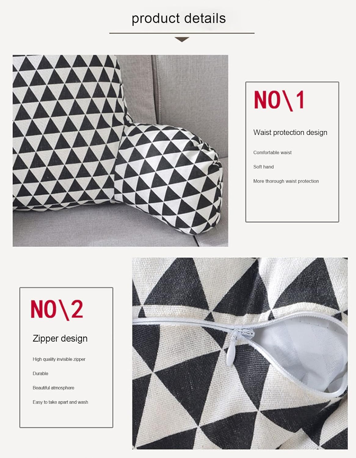 Almohada de lectura con brazosSoporte de espalda para sentarse en la camasofá cuello, lumbar y cojín de apoyo de espalda baja coxis, patrón
