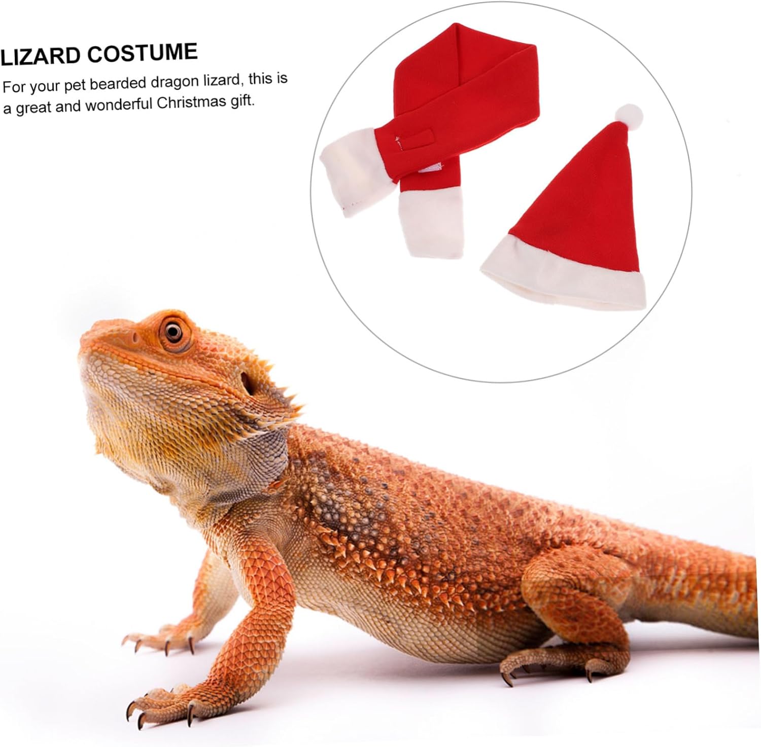 POPETPOP Bufanda de lagarto de dragón barbudo para disfraz de Navidad, correa de reptil para leopardo, Gecko, mascota, Papá Noel, gorra de dragón