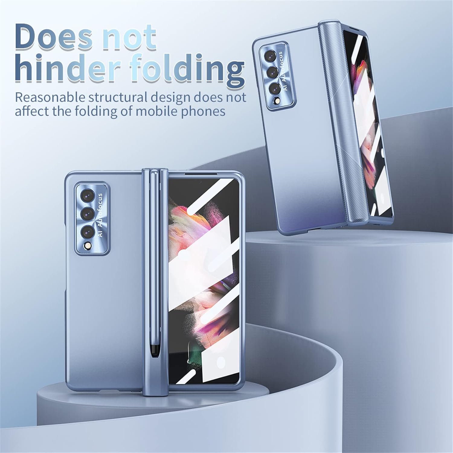 Funda para Samsung Galaxy Z Fold 4, Galaxy Z Fold 4 con protección magnética de bisagra, protección de cámara integrada y soporte para S Pen (azul)