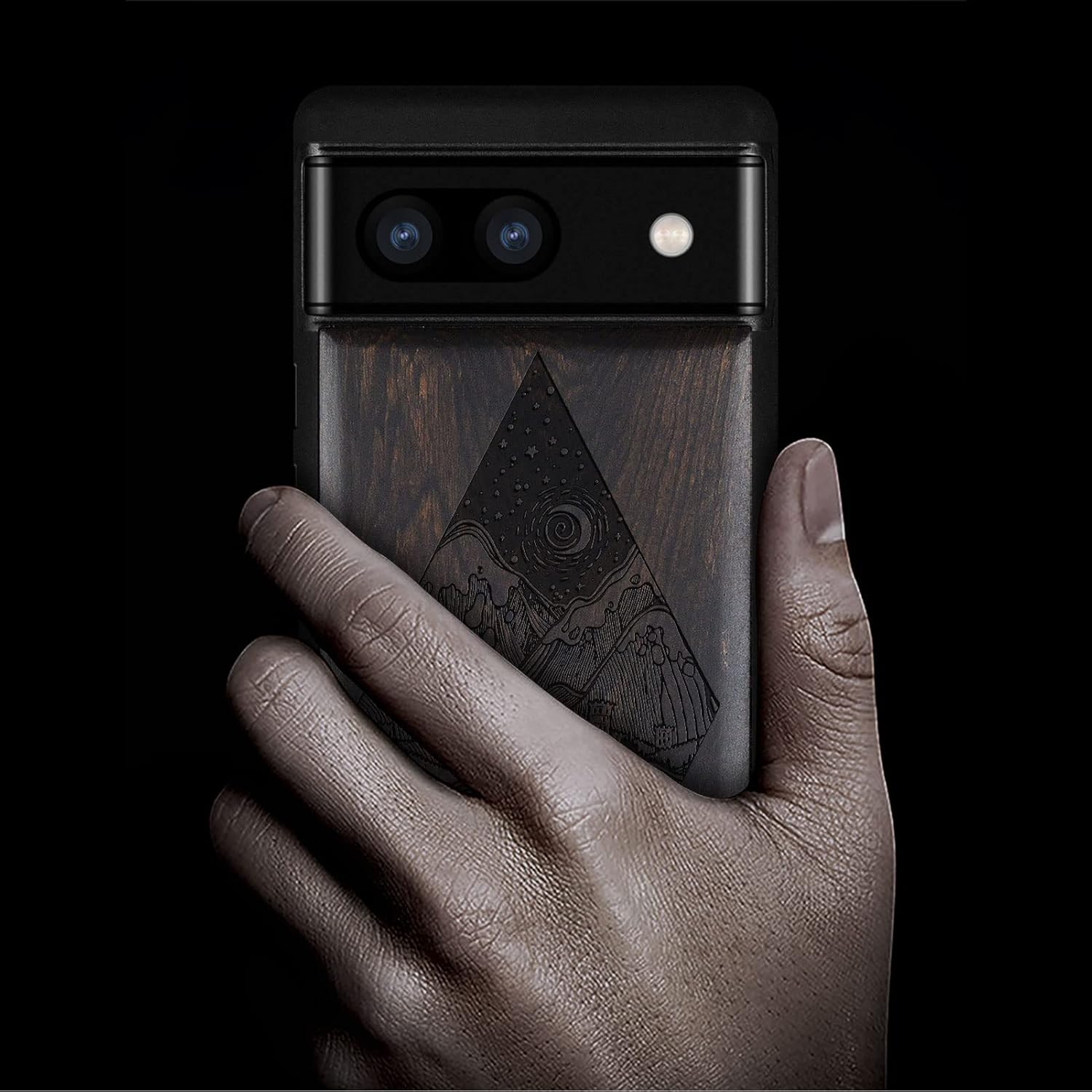 Carveit Funda de madera para Pixel 6a 2022 madera natural y TPU suave negro a prueba de golpes, funda de madera única y elegante compatible con