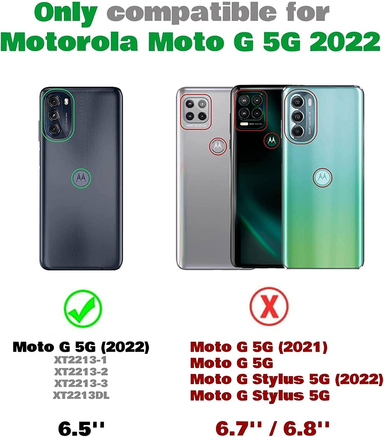 YmhxcY Funda para Moto G 5G 2022 con protector de pantalla integrado, a prueba de caídas, funda duradera de 3 capas, a prueba de golpes, protección