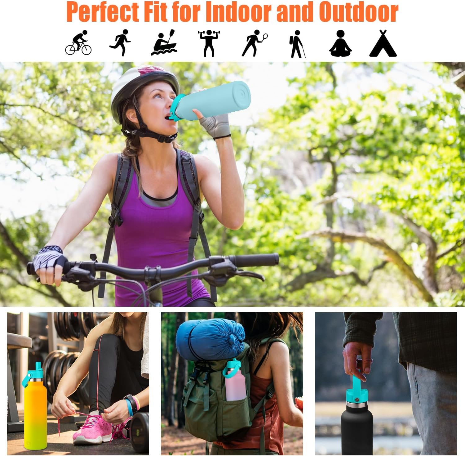 Tapa de popote para boca estándar Hydro Flask, tapa de popote compatible con Hydroflask boca estándar de 18, 21, 24 onzas, tapa deportiva superior