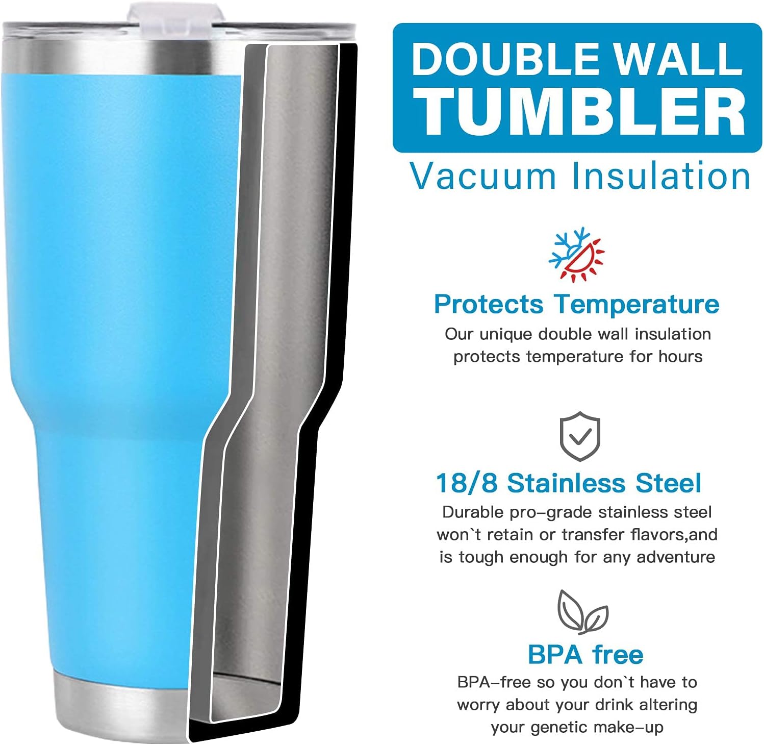 Wevi – Vaso con tapa y pajilla, vaso de acero inoxidable de 30 onzas para bebidas calientes y frías, vaso de café con asa, cepillo de limpieza y 2