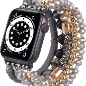 VISOOM Pulsera bohemia con cuentas compatible con Apple Watch Band 1.654 in1.732 in1.772 in Series 8 7 SE 654 para mujer, correa elástica de reloj VISOOM Pulsera bohemia con cuentas compatible con Apple Watch Band 1.654 in1.732 in1.772 in Series 8 7 SE 654 para mujer, correa elástica de reloj