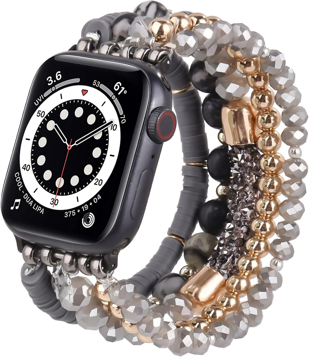 VISOOM Pulsera bohemia con cuentas compatible con Apple Watch Band 1.654 in1.732 in1.772 in Series 8 7 SE 654 para mujer, correa elástica de reloj