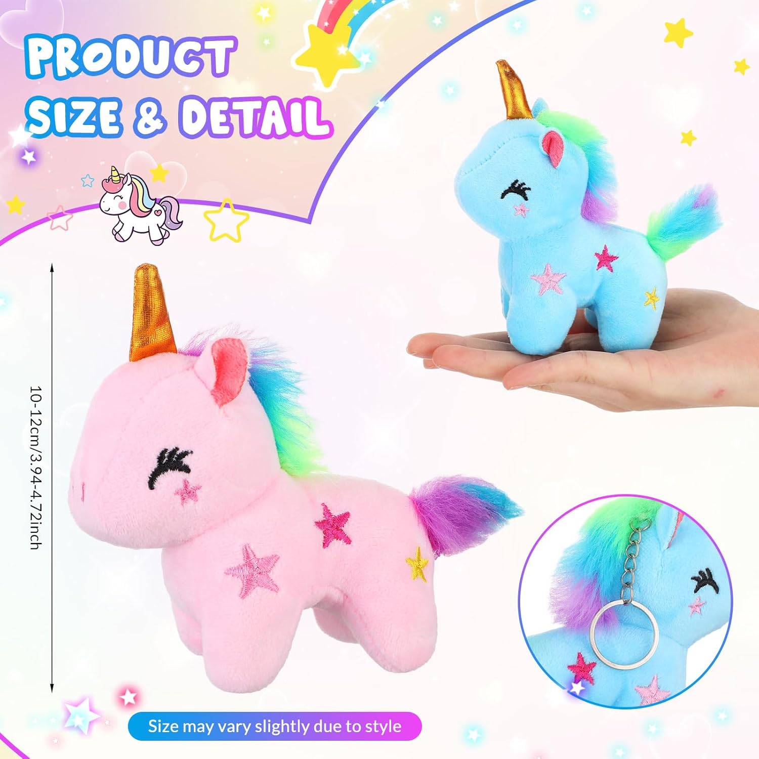 Sosation 9 piezas de animales de peluche de unicornio a granel, regalos de unicornios, regalos de unicornio suave, llavero de juguete para rellenos