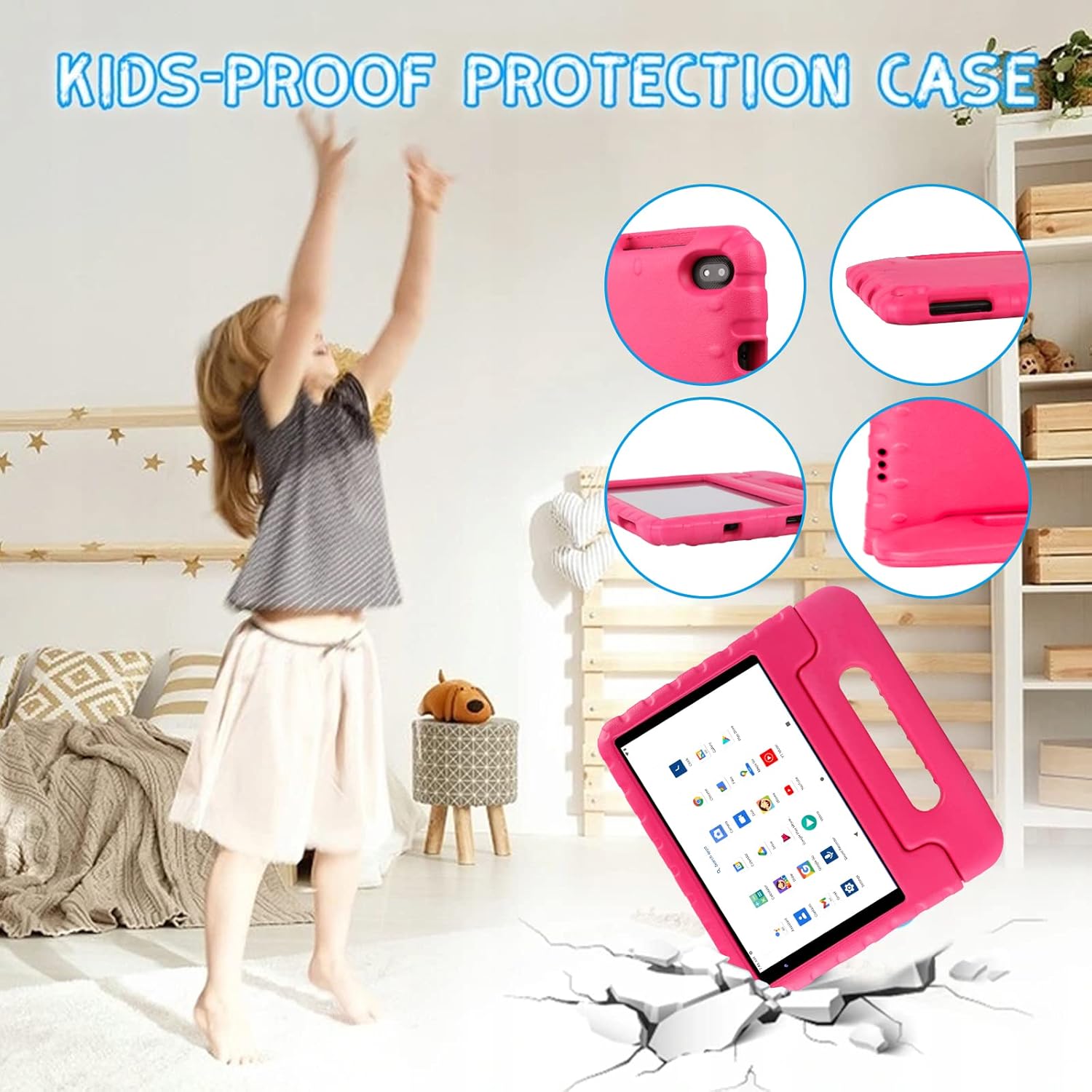FACETEL Tableta para niños de 8 pulgadas Android 13 para niños, 7 GB de RAM, 64 GB ROM TF 512 GB, control parental, juego de rompecabezas, Bluetooth