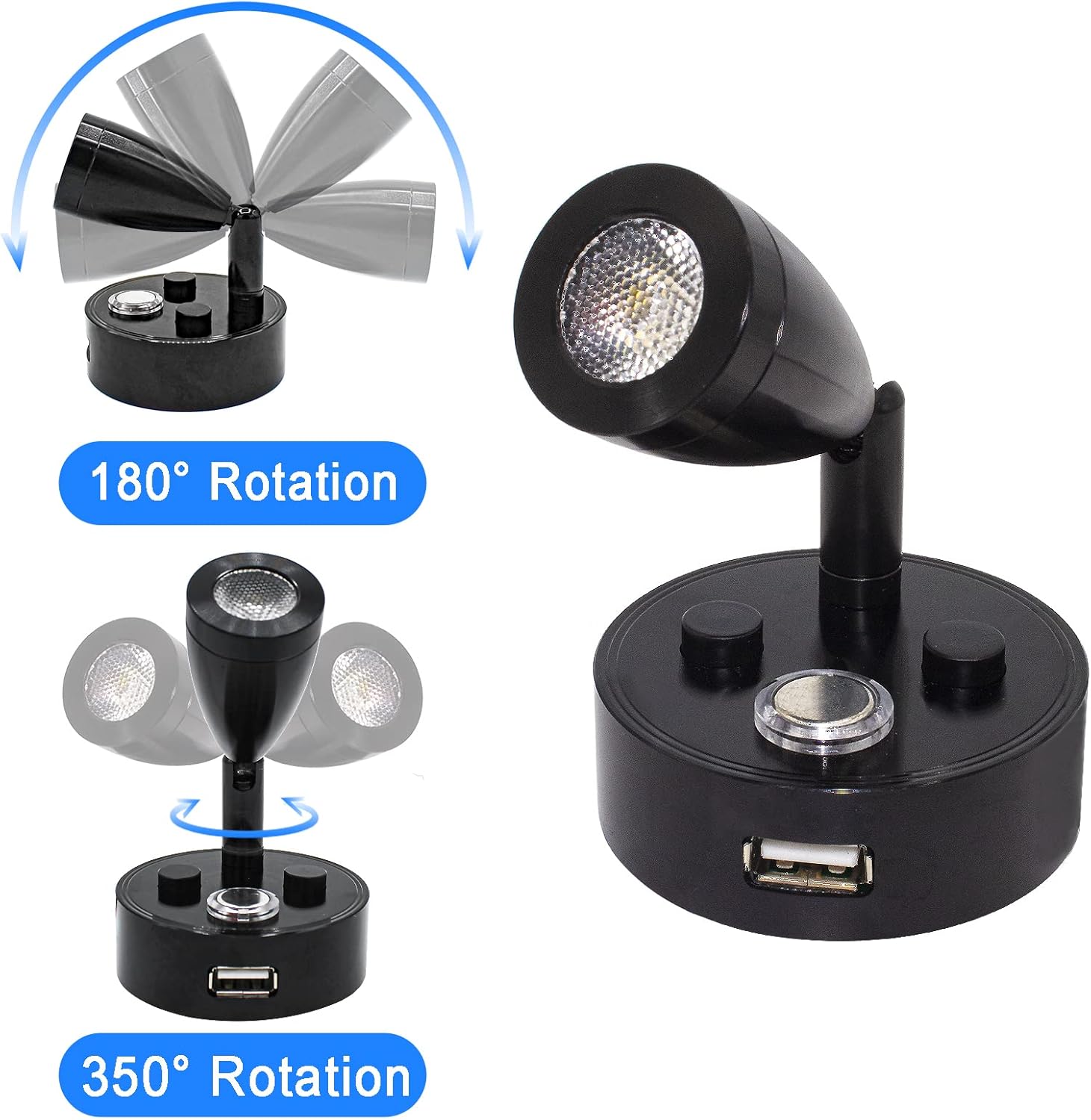Luces interiores para caravana, LED de 12 V con puerto USB, luz de lectura para caravana, luz de lectura regulable al tacto, luz blanca cálida para
