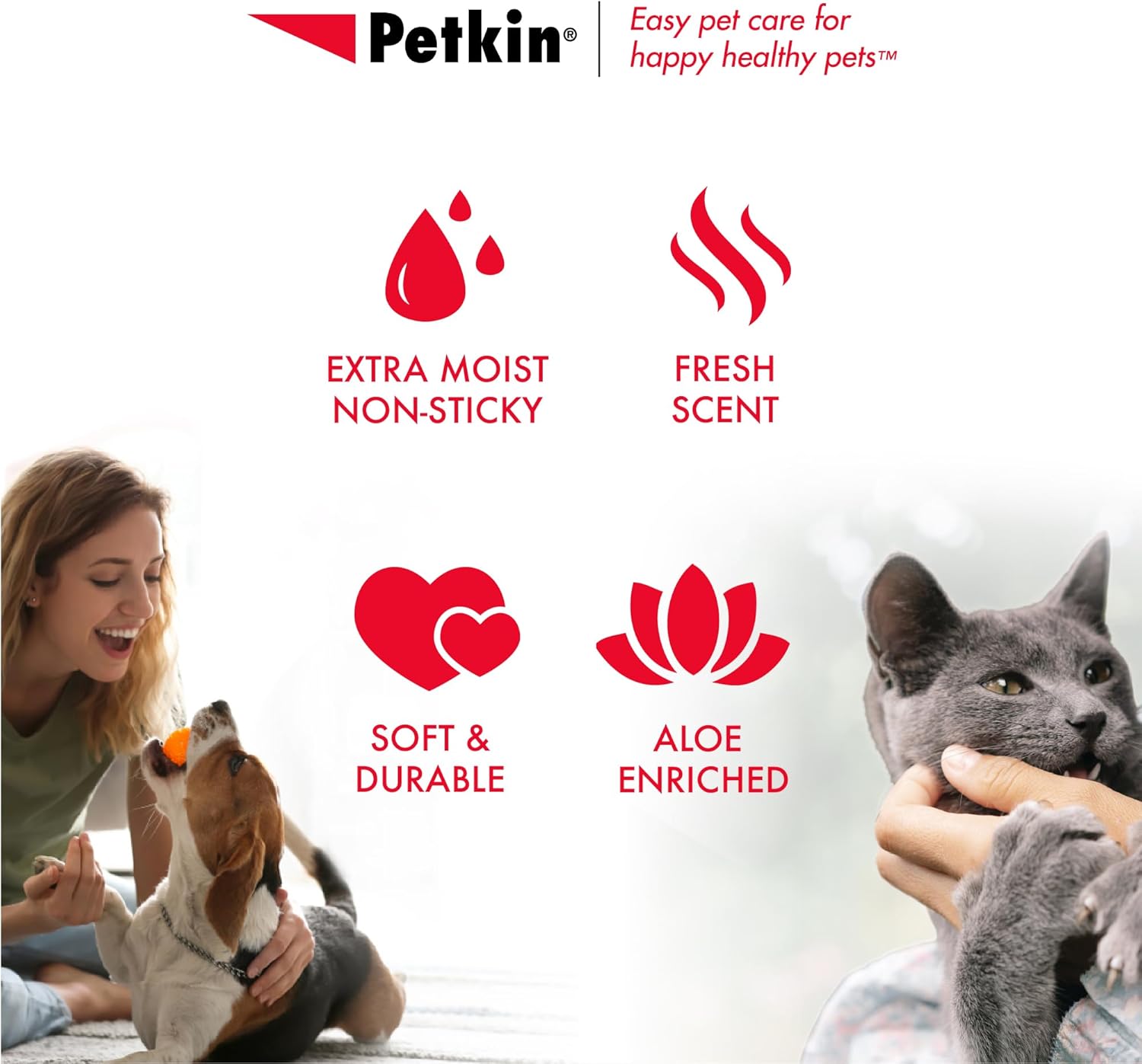 Petkin Toallitas para mascotas para perros y gatos, 200 toallitas grandes  Elimina la suciedad y el olor como lavarse las manos  Limpia orejas,