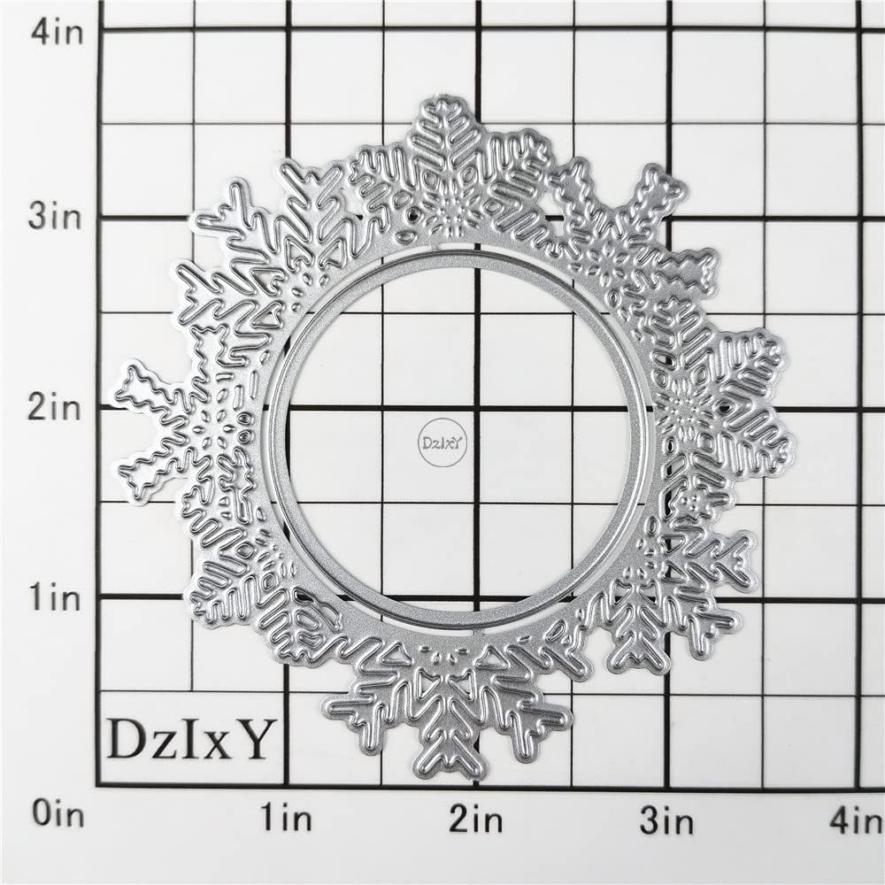 DzIxY Bonito copo de nieve de encaje redondo marco de metal troquelado troquelado para hacer tarjetas, juegos de troqueles de papel para álbumes de
