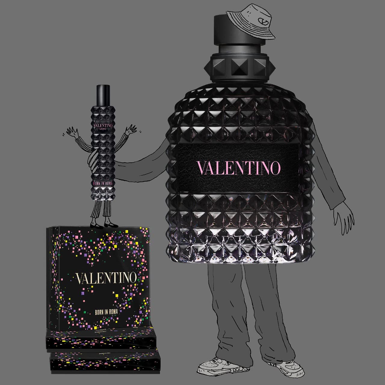 Valentino Uomo Born in Roma – Set de regalo de viaje de 2 piezas para hombres (3.4 onzas Eau De Toilette Spray + spray de viaje de 0.50 onzas)