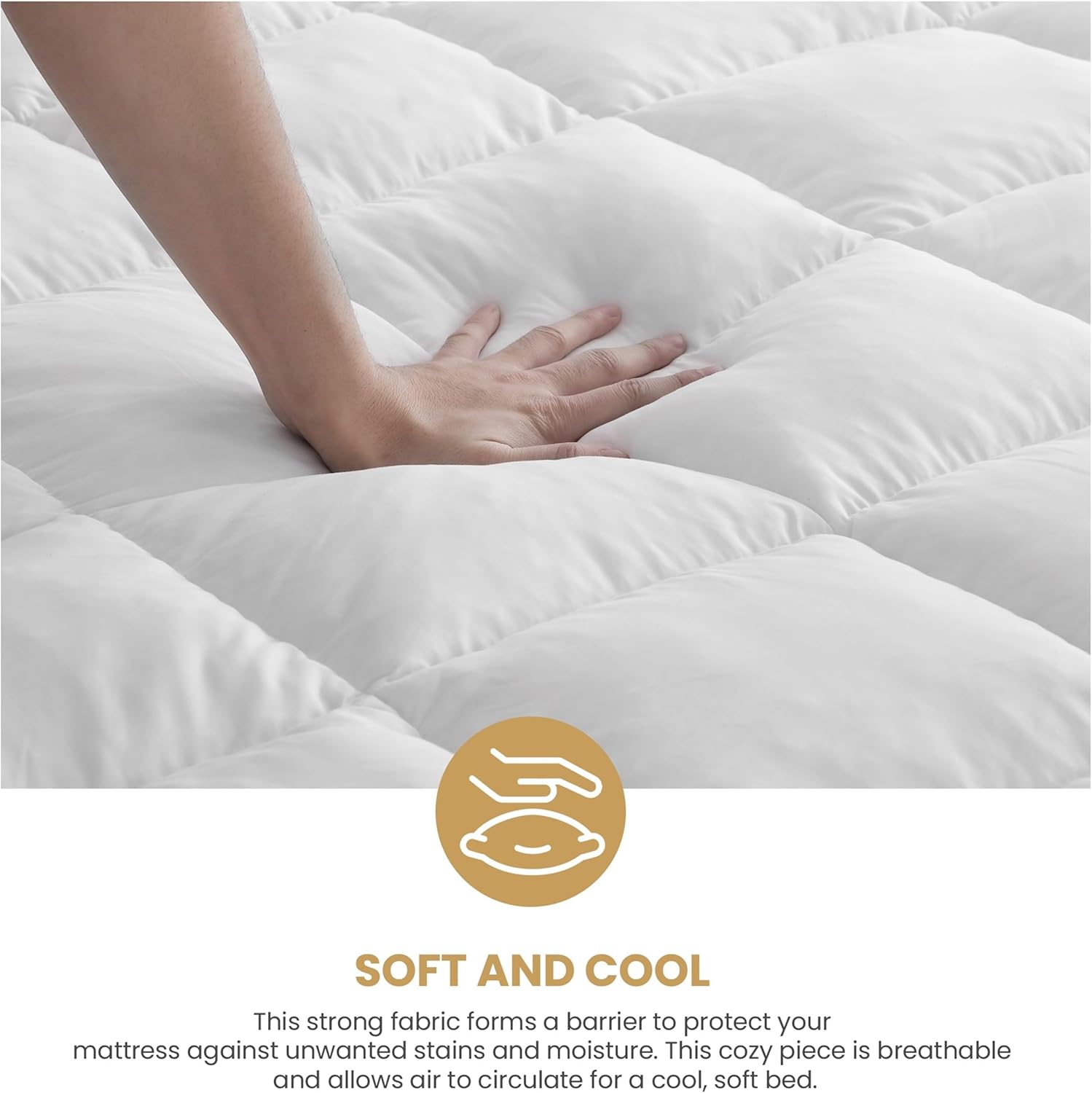 Superior Cubrecolchón, alternativa al plumón, almohada de cama de 2 pulgadas de profundidad, almohadilla cómoda, protector de colchón esponjoso,