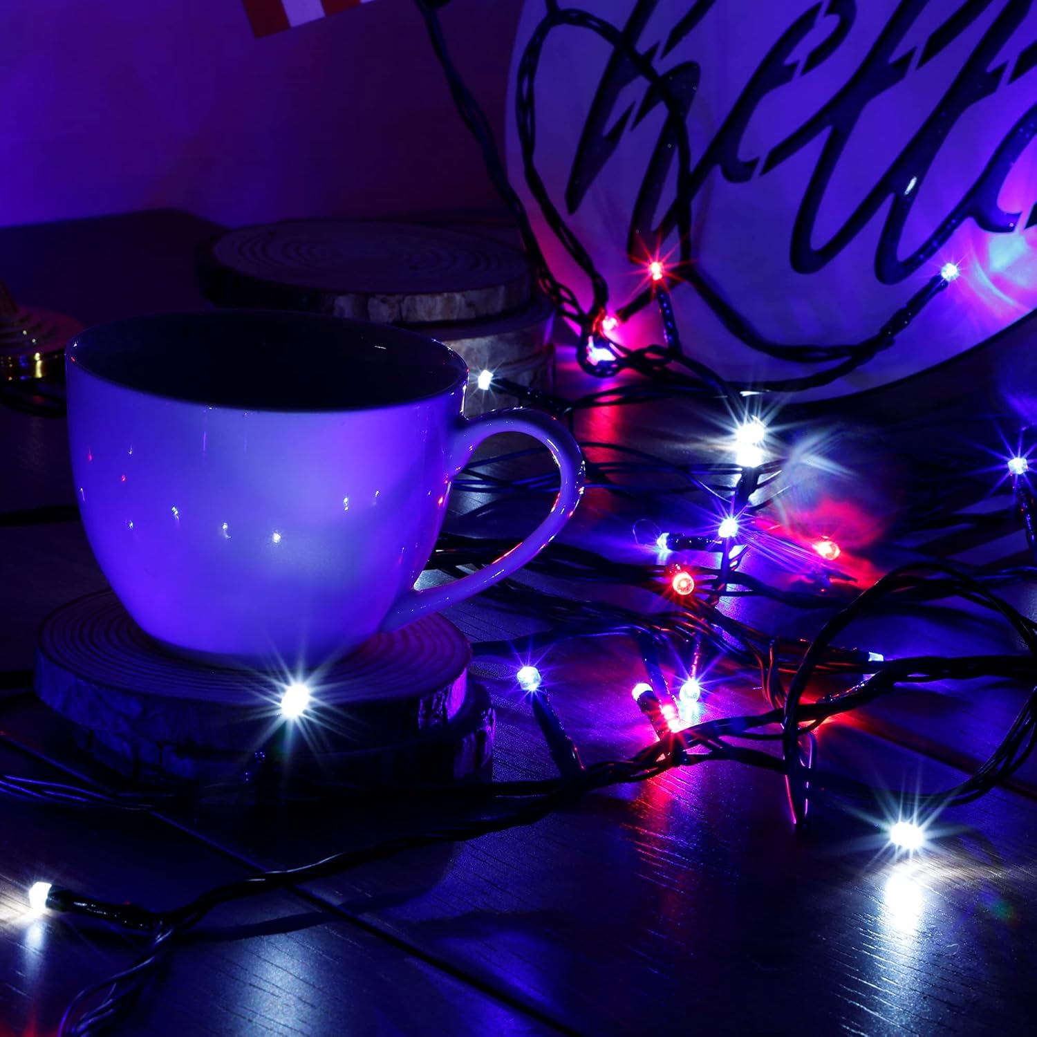 HOME LIGHTING Guirnalda de 200 luces LED de 66 pies, luz patriótica del 4 de julio con 8 modos de iluminación, mini luces enchufables para