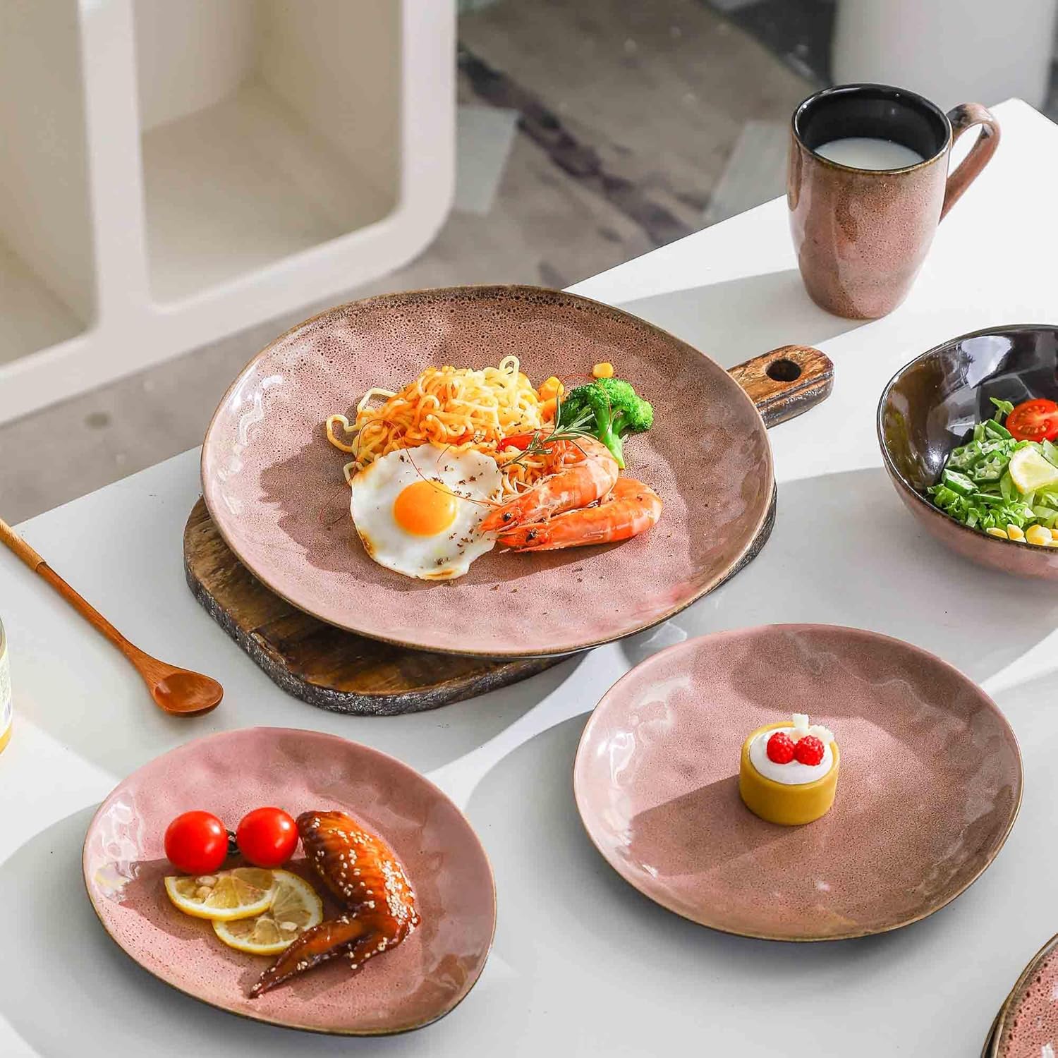 UNICASA Aperitivo pequeño, platos de ensalada, postre de cerámica, platos para aperitivos, platos de cocina de cerámica, platos para tartas de boda,