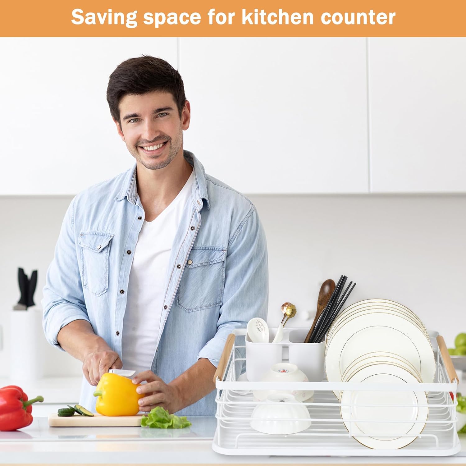 UUUppplike – Escurridor de platos, para encimera de cocina, sobre el fregadero, tabla de drenaje. Escurridor de platos duradero, soporte para