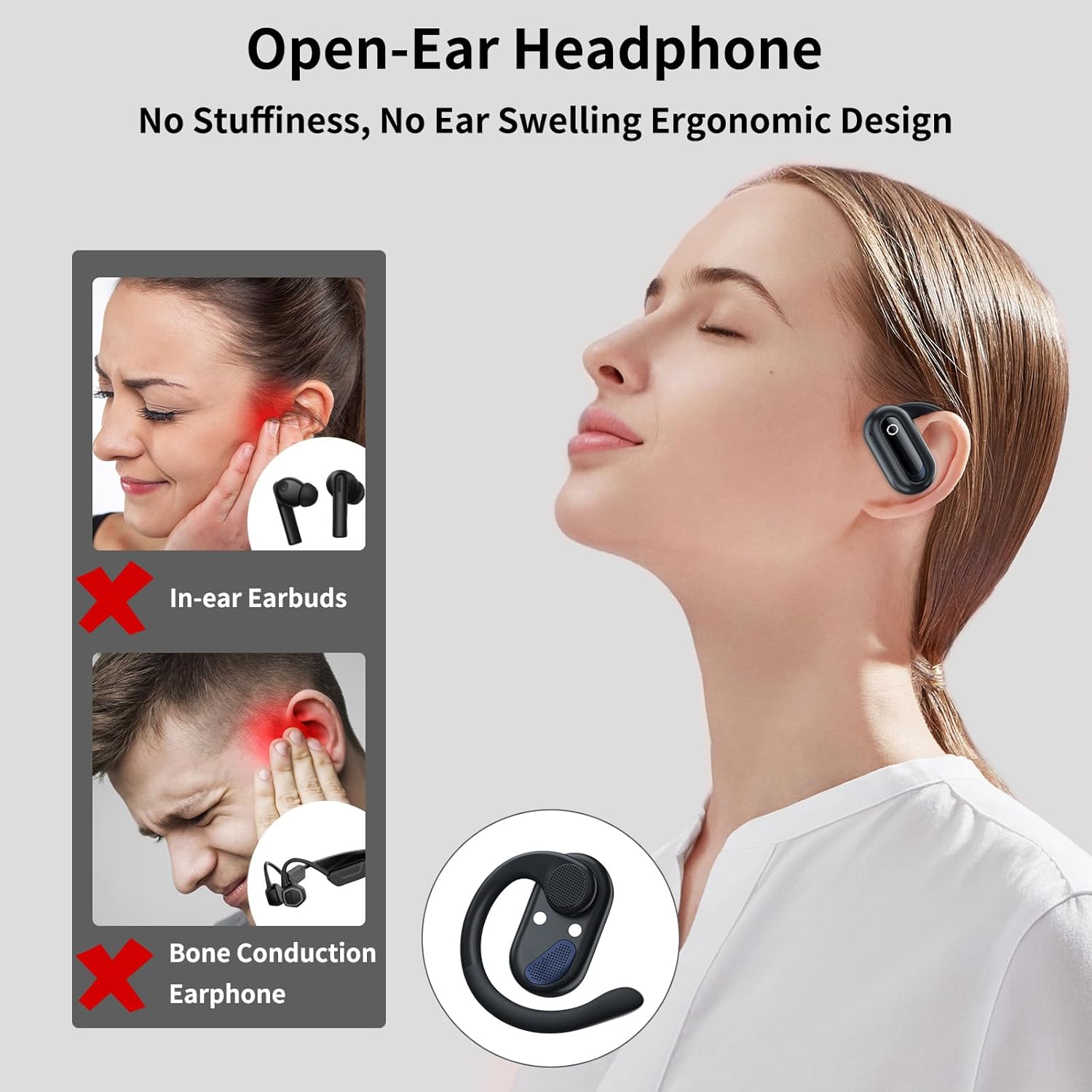 Auriculares inalámbricos Bluetooth 5.3 para iPhone 15 Pro Max 14 Pro Samsung S24 Ultra S23 FE Auriculares abiertos Auriculares giratorios con gancho