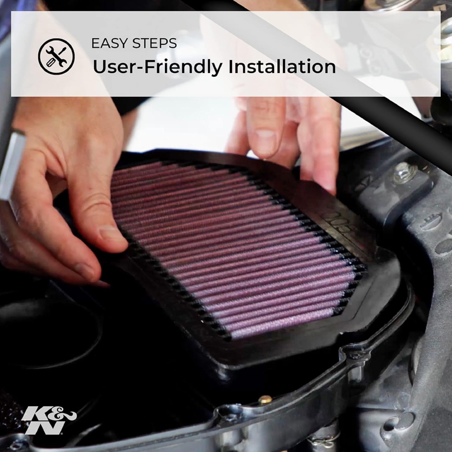 K&N Filtro de aire del motor Alto rendimiento, Premium, Powersport Filtro de aire Se adapta a BMW 2011-2019 (K1600B, K1600GT, K1600GA, K1600GTL,
