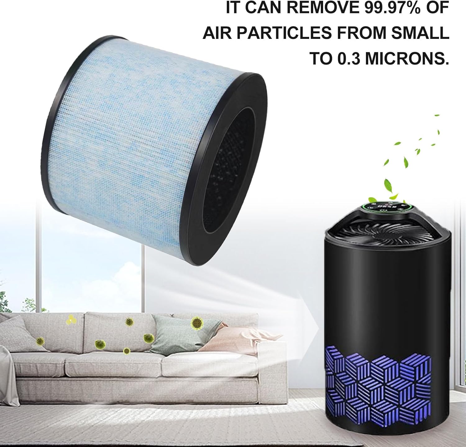 Paquete de 6 filtros de repuesto MK01 y MK06 H13 True HEPA compatibles con AROEVE MK01 MK06, Pomoron MJ001H, Kloudi DH-JH01, Intelabe EPI080 EP1080