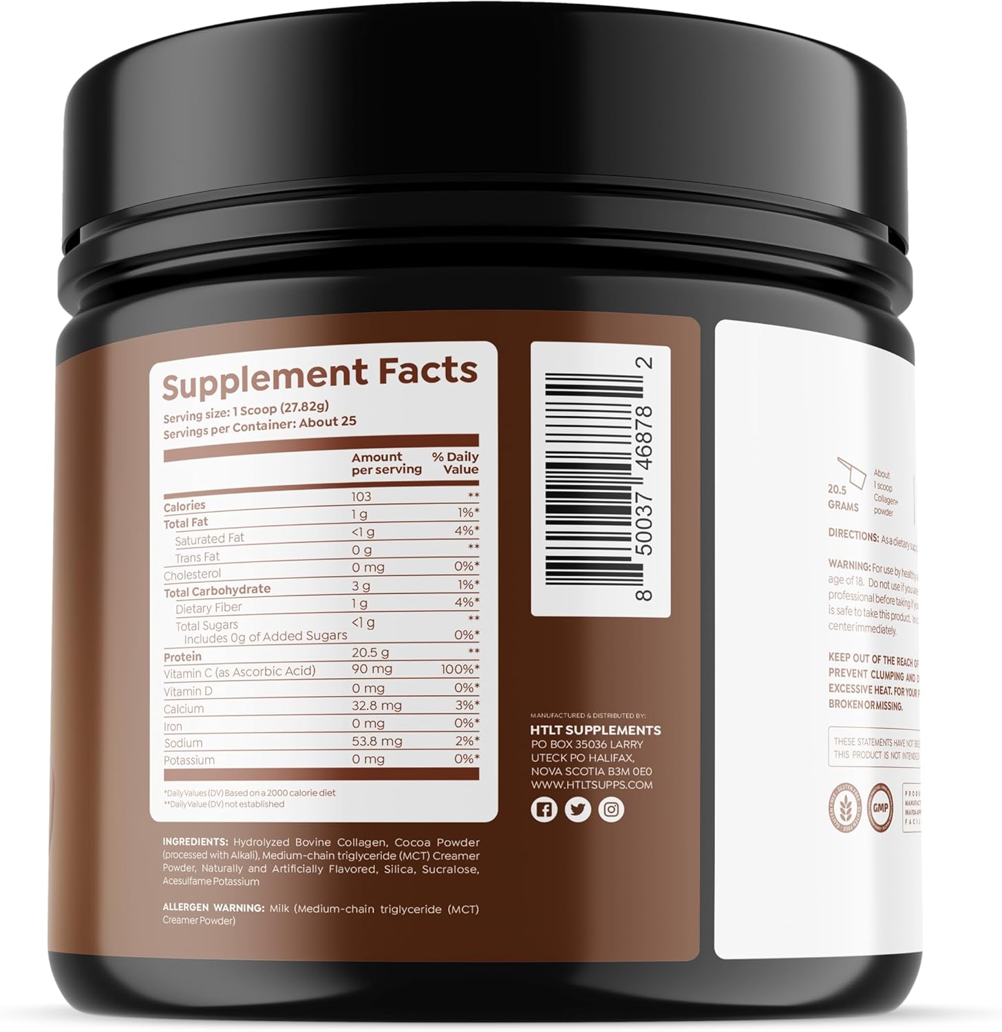 HTLT Collagen+ Chocolate Milkshake Powder para piel, cabello, uñas, articulaciones y apoyo inmunológico  Suplemento dietético  25 porciones