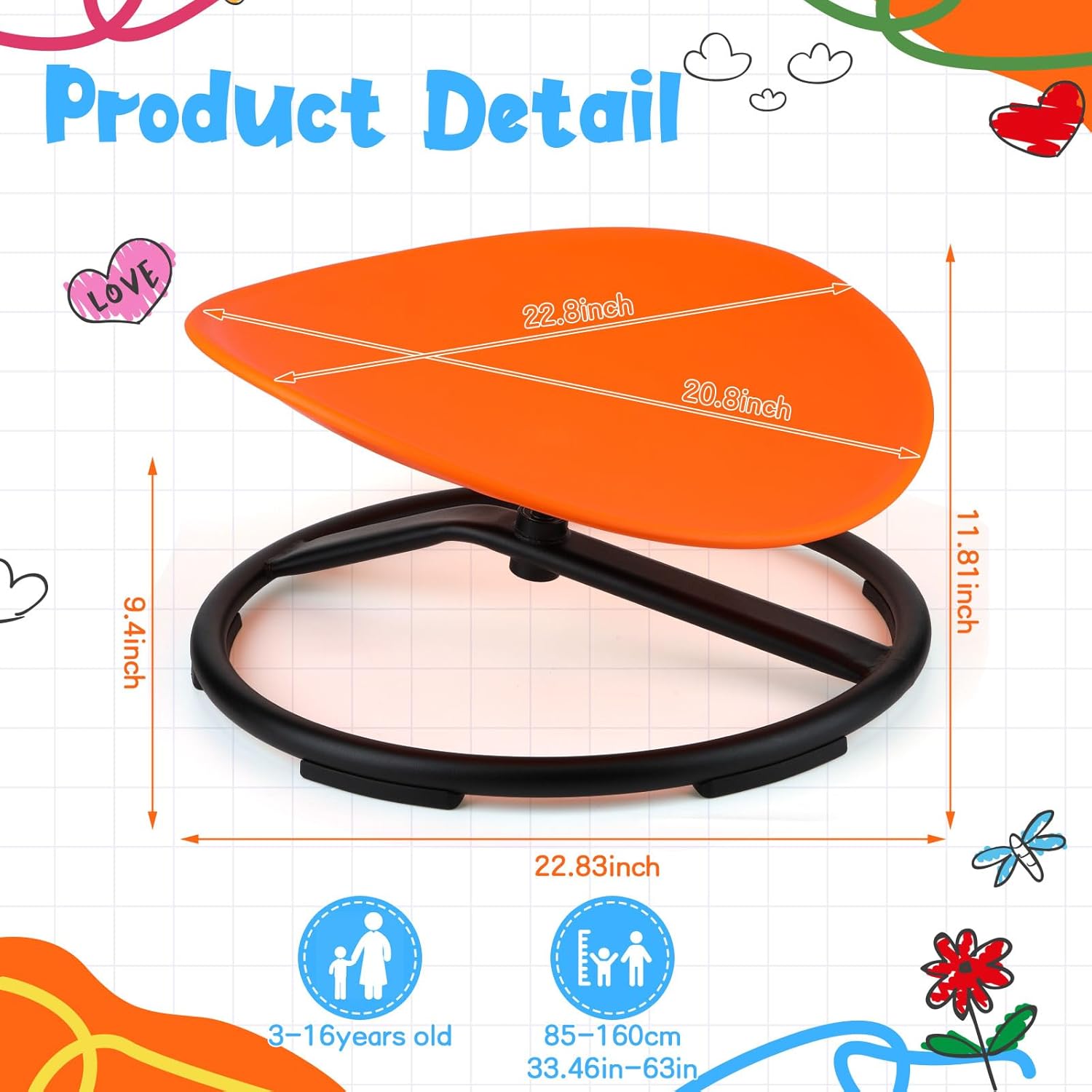 Leyndo Silla sensorial giratoria para niños, silla giratoria para autismo, silla mecedora para niños pequeños, silla mecedora para mejorar el