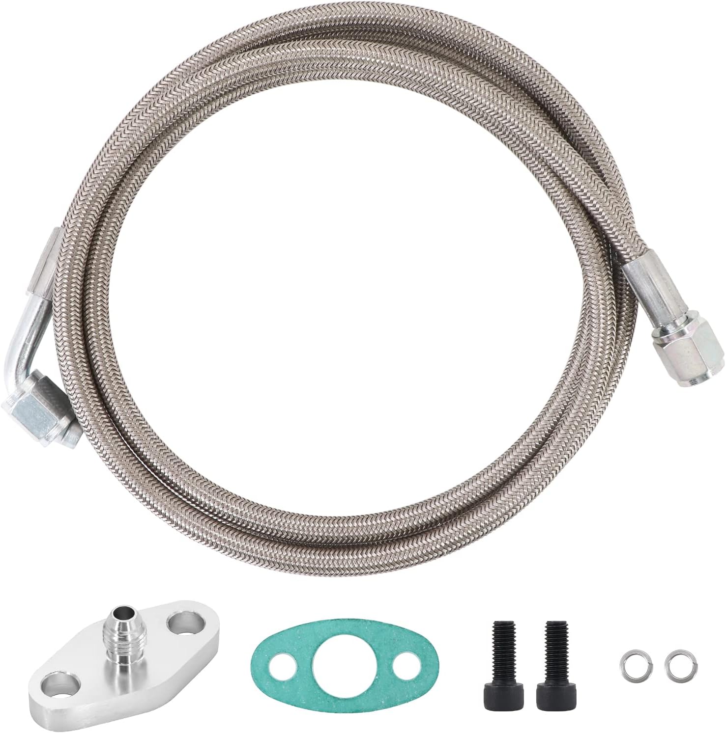 Línea de alimentación de aceite turbo 4AN de 60 pulgadas, longitud de la línea de alimentación turbo de acero inoxidable trenzado, presión 4AN,