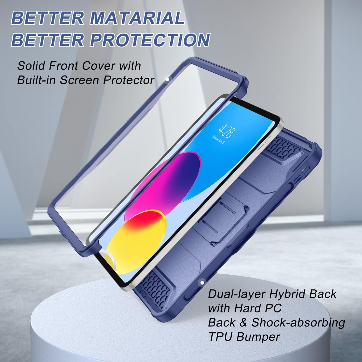 Soke Funda para iPad de 10.9 pulgadas de 10.9 pulgadas 2022, con protector de pantalla integrado y soporte, funda protectora de cuerpo completo