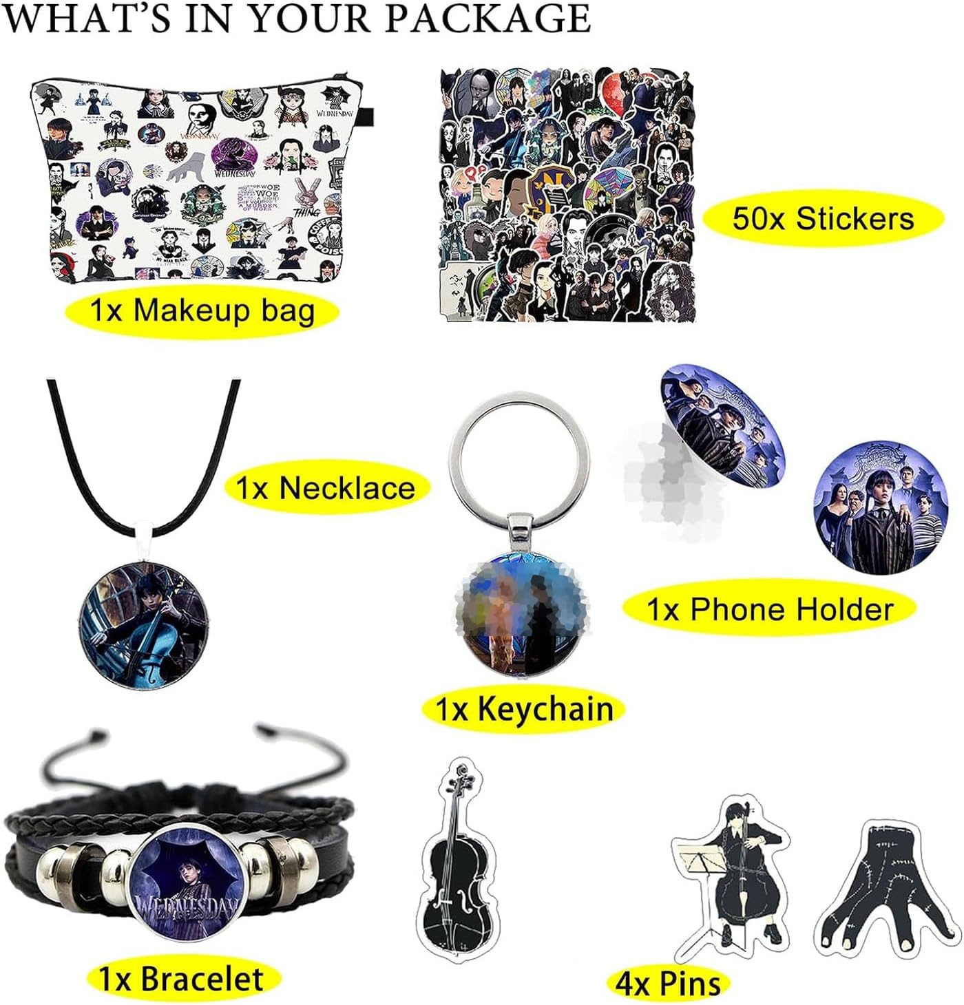 Wednesday Addams – Kit de bolsas de cosméticos para mujeres y niñas, bolsa de maquillaje, regalos para miércoles Addams, fiesta temática, bolsa de