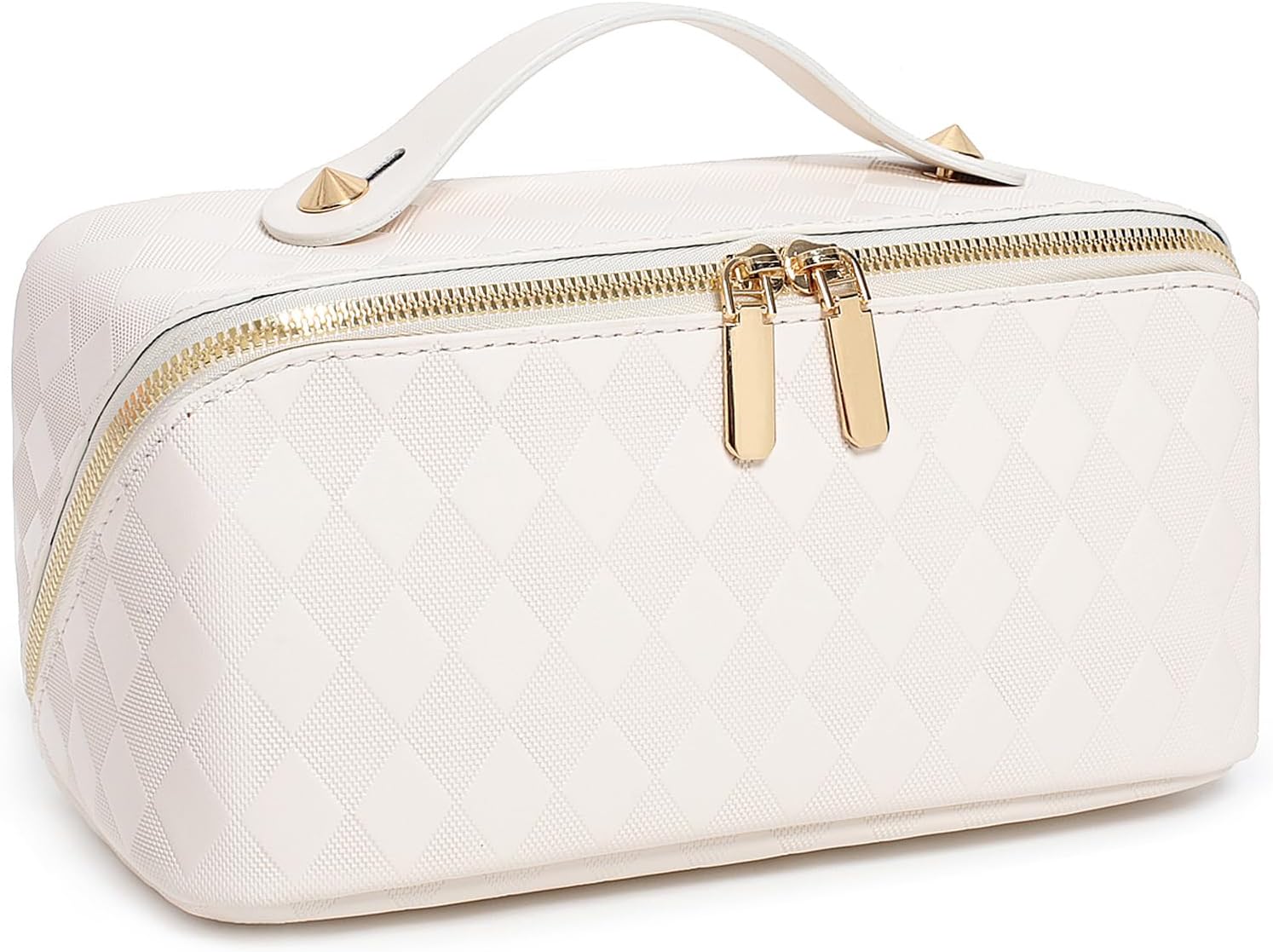 Bolsa de maquillaje de viaje, bolsa de maquillaje de gran apertura, bolsa de maquillaje portátil que se abre plana para un fácil acceso, bolsa de