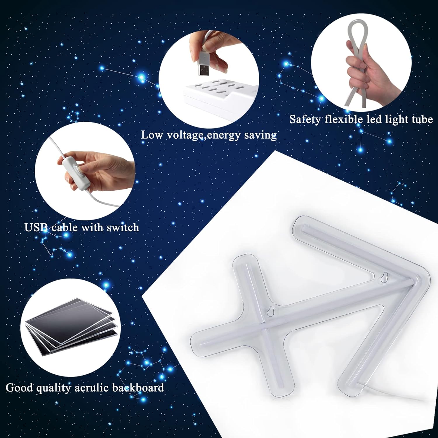 Letrero de neón del horóscopo del zodiaco, letreros de neón LED Sagitario para decoración de pared, astrología, horóscopo del zodiaco, luces de