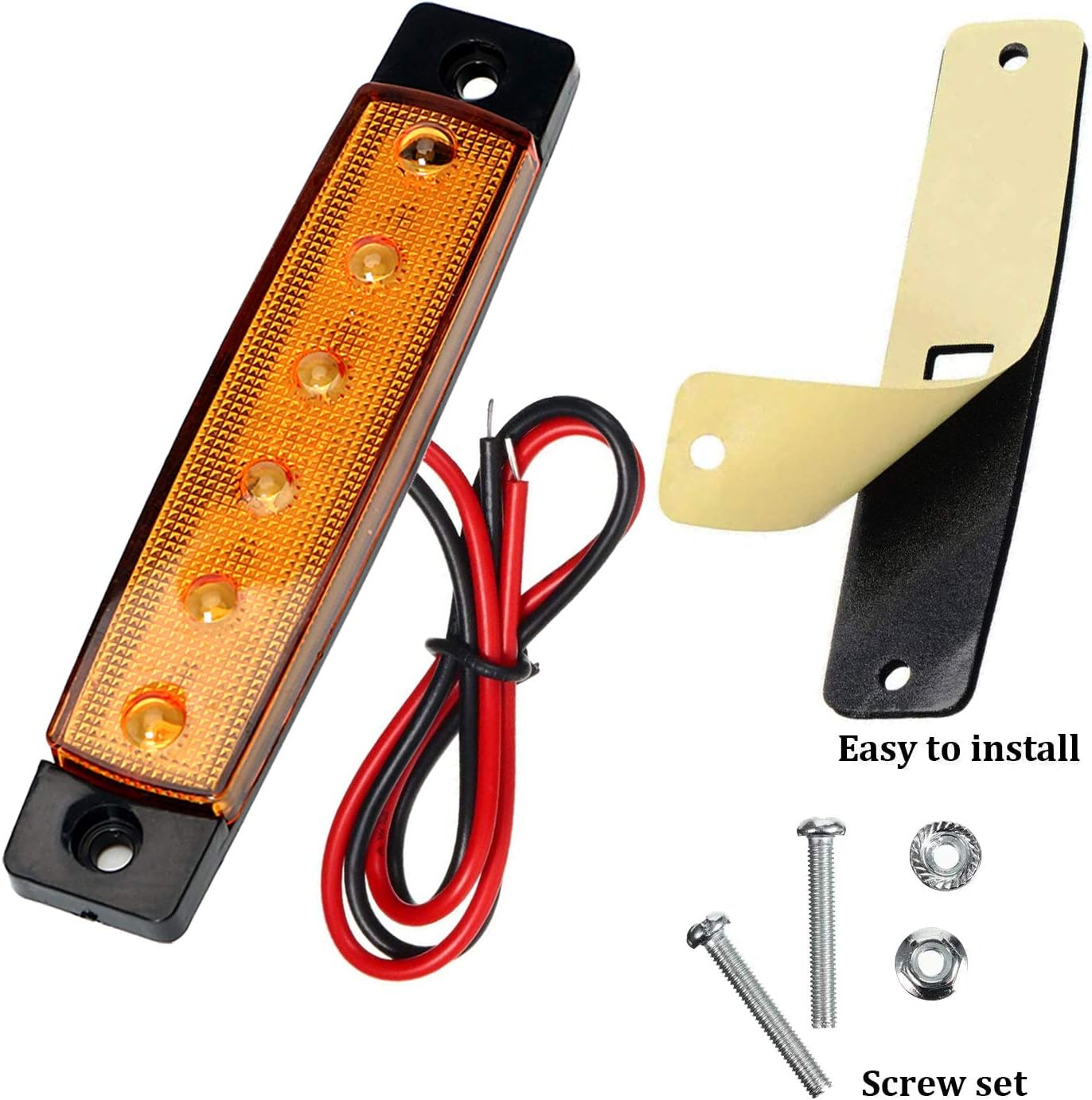 KEING Paquete de 30 indicadores LED sellados de 3.8 pulgadas, impermeables, ámbarrojoblanco, 6 indicadores de marcador, lámparas de liquidación de
