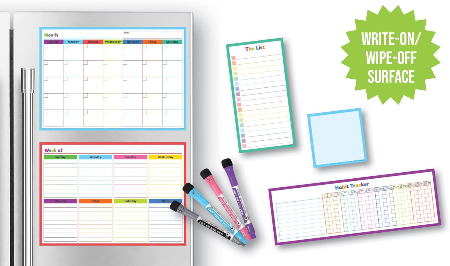 Juego de calendario magnético colorido de borrado en seco