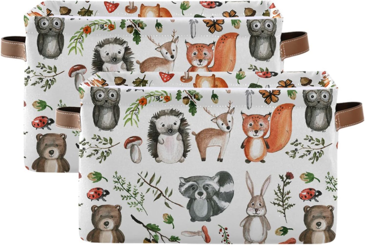 senya Cesta de almacenamiento de 2 piezas, bolsa de ropa plegable grande, rectangular, plegable, de tela, cesta de lavado plegable, lindos animales