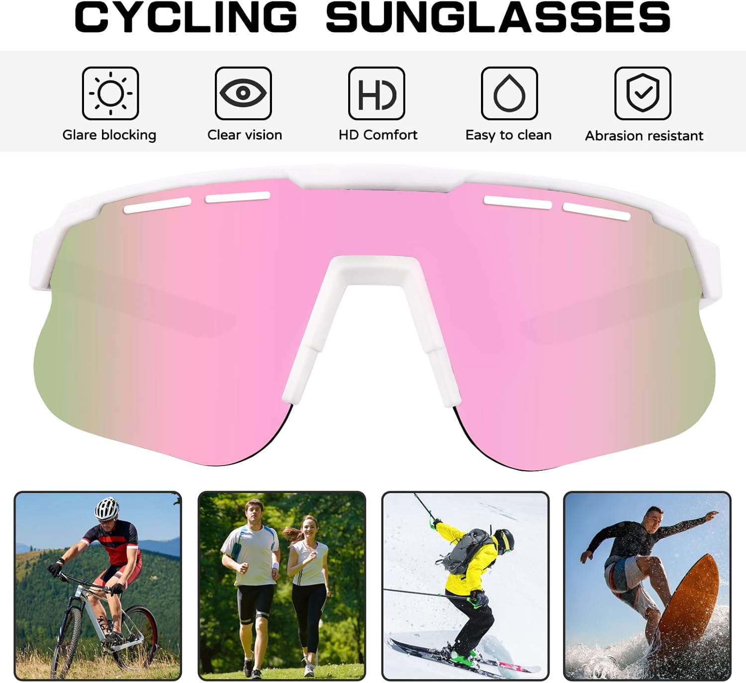 NIGHTSOFT Gafas de sol deportivas polarizadas para hombres y mujeres, protección UV400, gafas de ciclismo para jóvenes, gafas para béisbol y golf