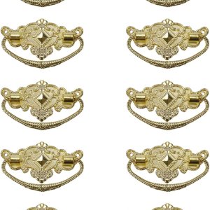 10 tiradores decorativos de estilo vintage en tono dorado para puertas, muebles, cajas de madera (en total, centros de agujeros de 2.44 pulgadas 10 tiradores decorativos de estilo vintage en tono dorado para puertas, muebles, cajas de madera (en total, centros de agujeros de 2.44 pulgadas