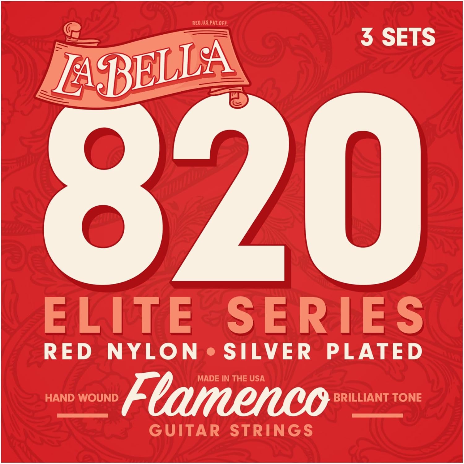La Bella 820 Elite – Cuerdas de guitarra de nailon flamenco rojo (3 unidades)