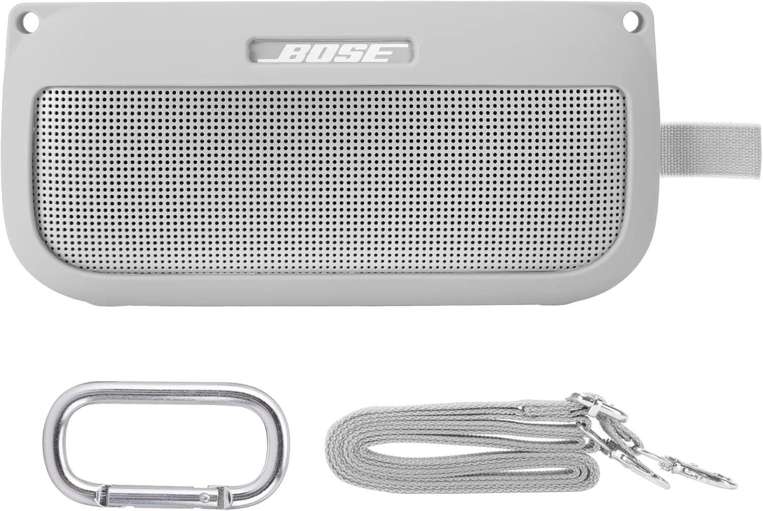 co2CREA Funda de silicona suave de repuesto para altavoz portátil Bose SoundLink Flex Bluetooth (funda de silicona, funda de humo blanco)