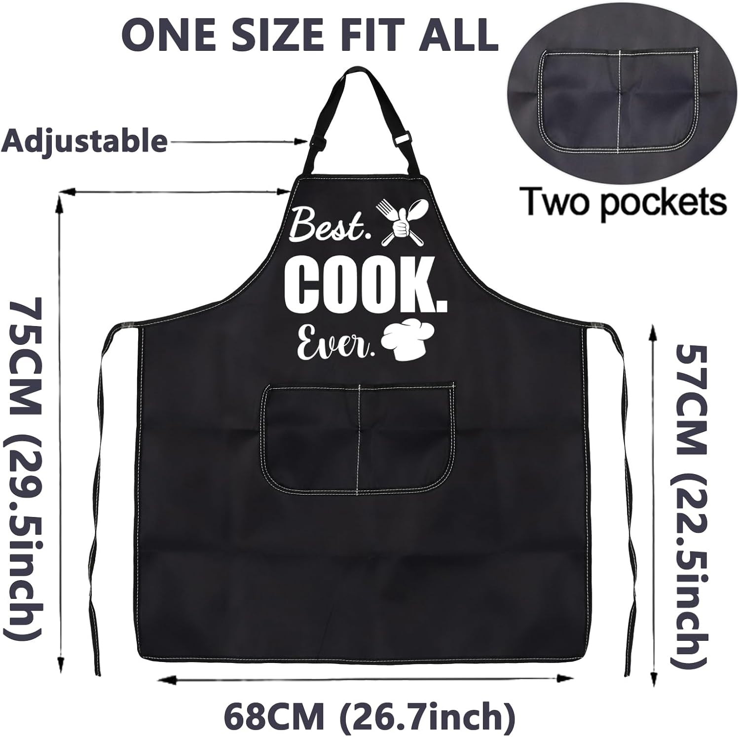 CMNIM Delantal de cocina para cocinero, delantal de cocina Best Cook Evers, regalos de chef, delantales de chef divertidos para mujeres y hombres,