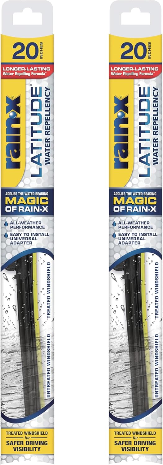Rain-X 810166 Latitude 2 en 1 – Limpiaparabrisas repelentes al agua, 50.5 cm, paquete de 2, repuesto para automóviles con fórmula patentada Rain-X