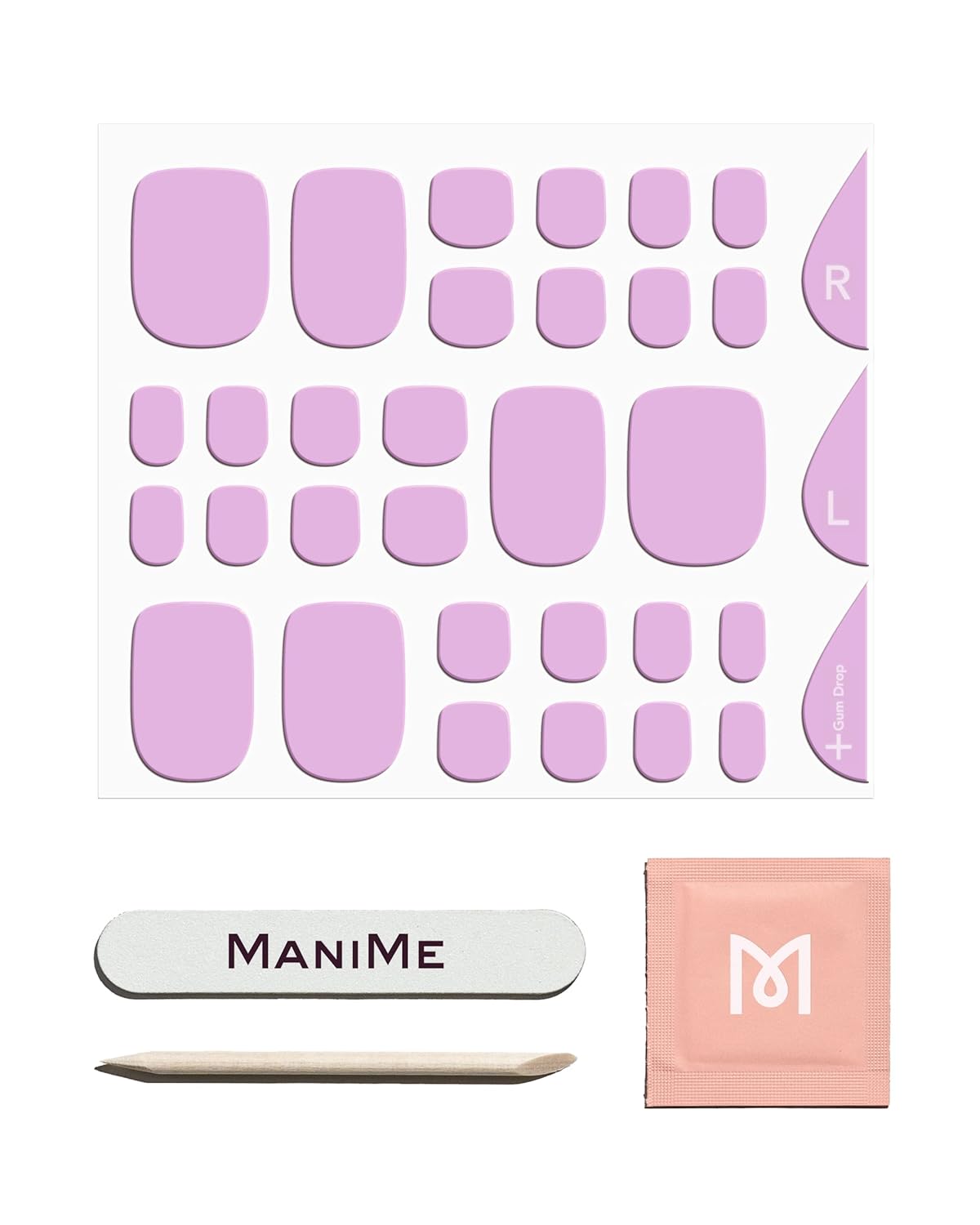 ManiMe Tiras de uñas de gel para dedos de los pies (gota de goma), envolturas de esmalte de gel semicuradas, pedicura de larga duración en casa,